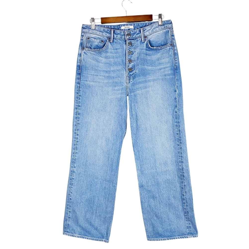GRLFRND Bobbi High Rise Button Fly Wide Leg Crop Jeans Size 29 Someone New Wash
